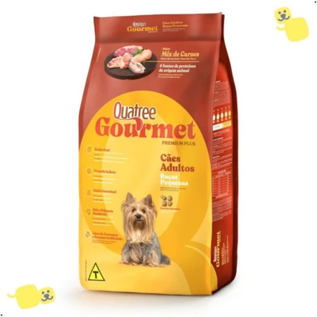 Ração Quatree Gourmet Cães Adultos Raças Pequenas Mix Carnes 10,1kg Alimento Premium Cachorro Pet