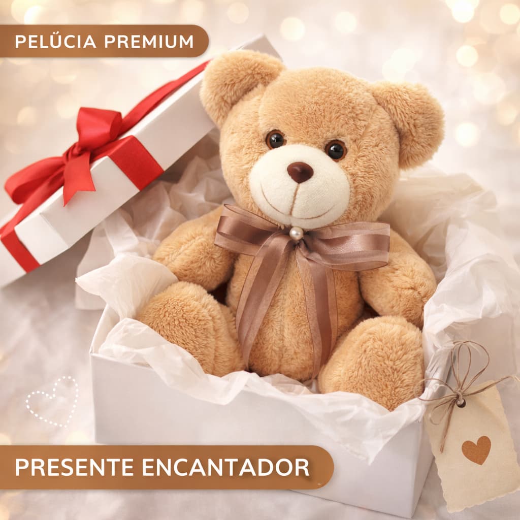 Urso de Pelúcia Articulado com Laço | Ursinho Decorativo Infantil