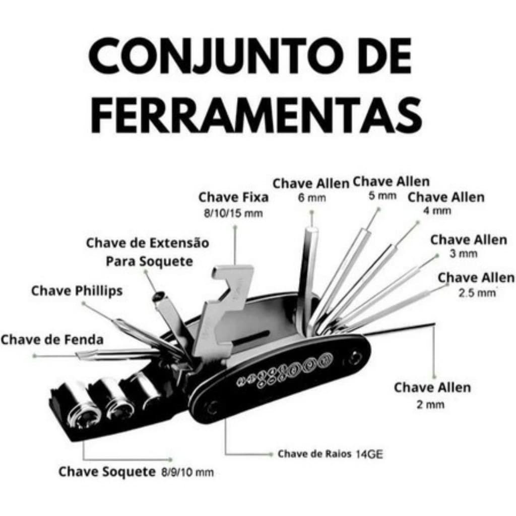 Kit de Ferramentas Completo para Bicicleta – Portátil Prático e Leve - Ferramentas para Ciclistas  - Bikes - Reparos