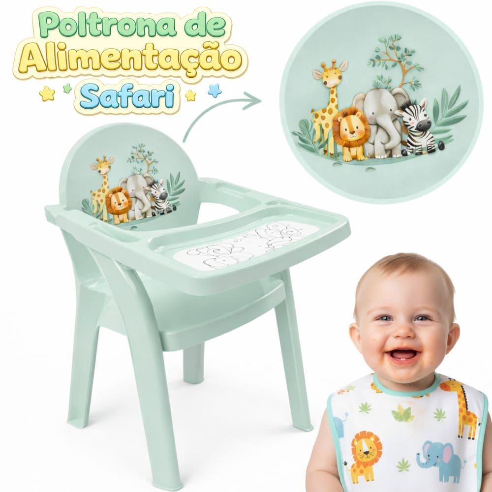 Cadeira De Alimentação Bebê Portátil Jantar Cadeira De Bebê Multifunções Assento Tema Safari Animais