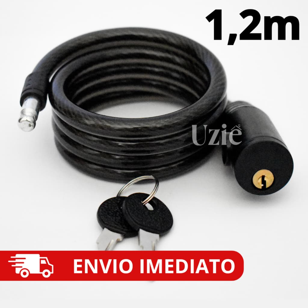 Corrente Cadeado Trava Cabo de Aço Grosso de Bicicleta Bike Moto 2 Chaves