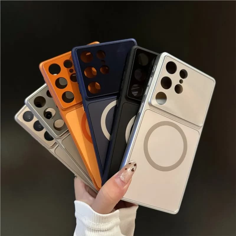 Capinha Capa Para S23 / S24 / S25 / S26 Ultra  Magnética Magsafe Anel Laranja Case Prote Case