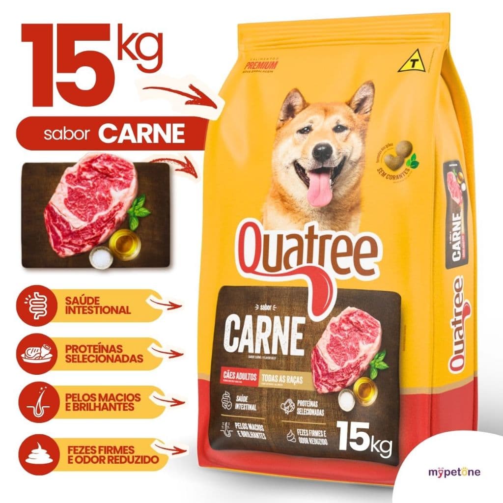 Ração Quatree Gourmet Cães Adultos Carne - 15Kg