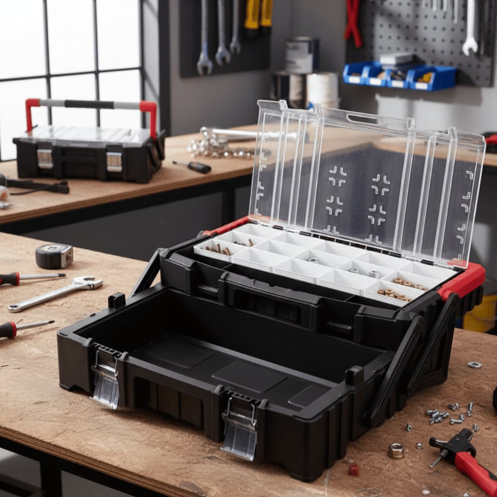 Maleta Caixa Plástica 22" 2 Em 1 Modular Com Divisórias Expansível Organizador Ferramentas Ubermann