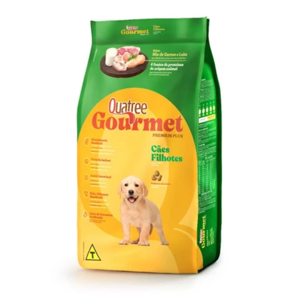 Ração Quatree Gourmet Cães Cachorro Cão Pet Filhotes Mix Carne e Leite 10,1kg Envio Imediato