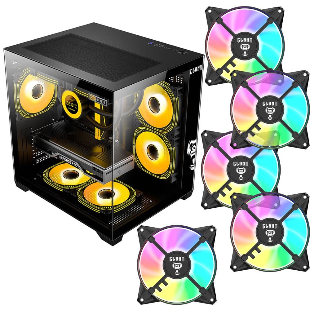 Gabinete Gamer Grodd Night CLANM com 5 Fans RGB para PC Gamer