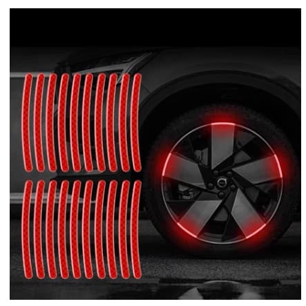 20 Peças Adesivos Refletivos De Listras Decorativas Para Rodas De Carro , De Aviso De Segurança Noturna , Decalques Moto
