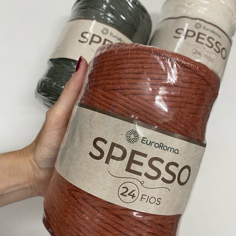 Barbante para crochê Euroroma Spesso 4/24 -1kg | Para Crochê, Tricô, Tear, Macramê e Artesanato