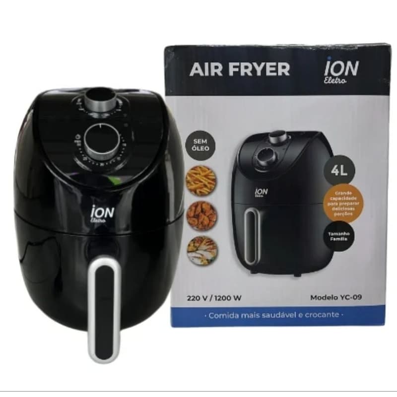 Fritadeira Air Fryer Sem Óleo Ion Eletro 4 Litros 220Volts 1200W Preta