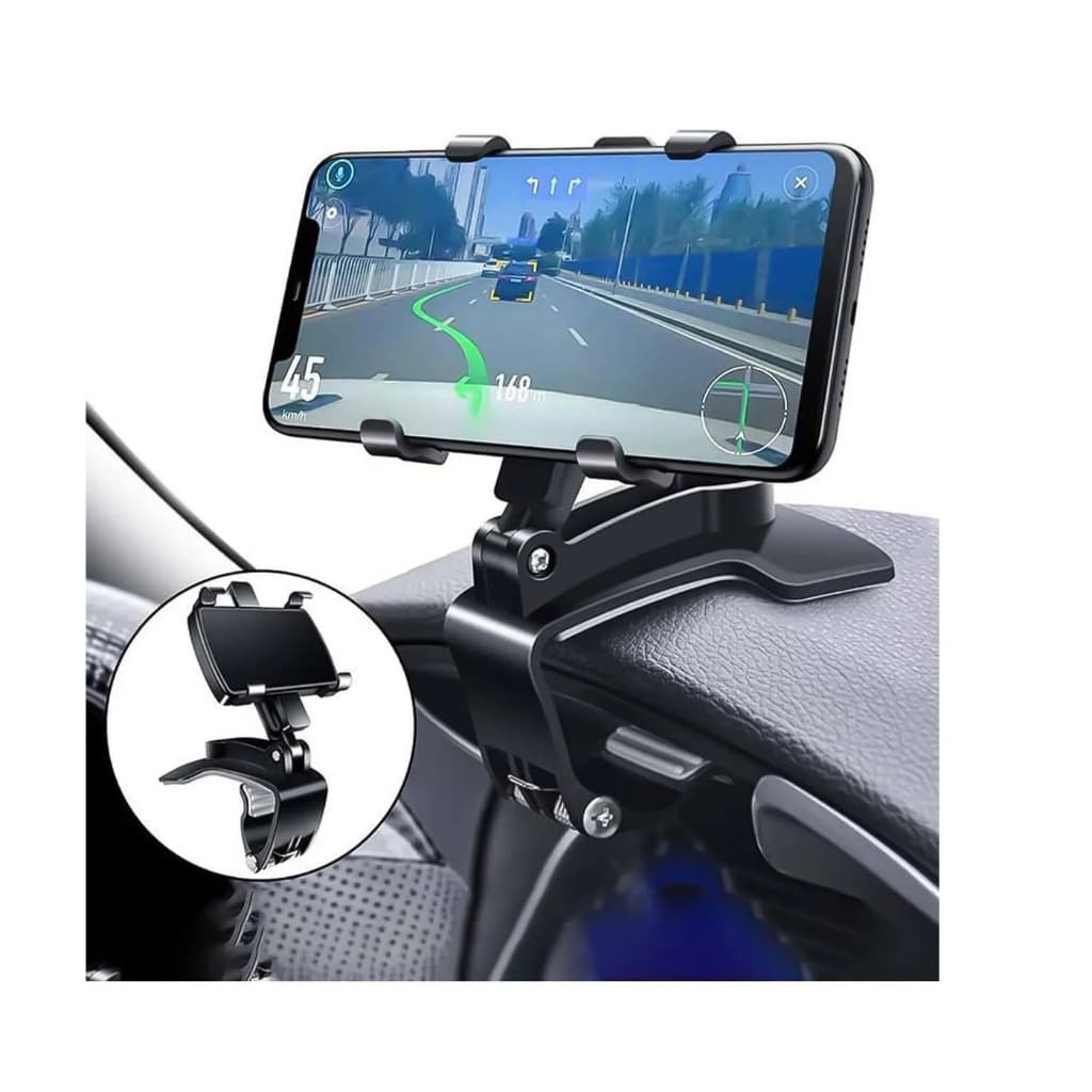 Suporte de Celular para Carro - Rotação 360°, Multiuso Painel, Volante, Quebra Sol, Retrovisor