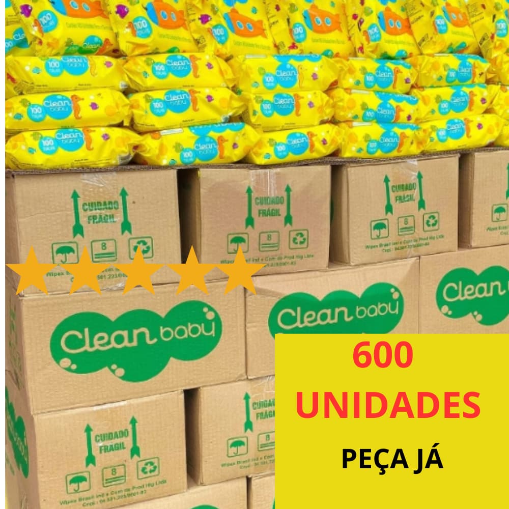Caixa 600 Unidades Toalhas Umedecidas Clean Baby