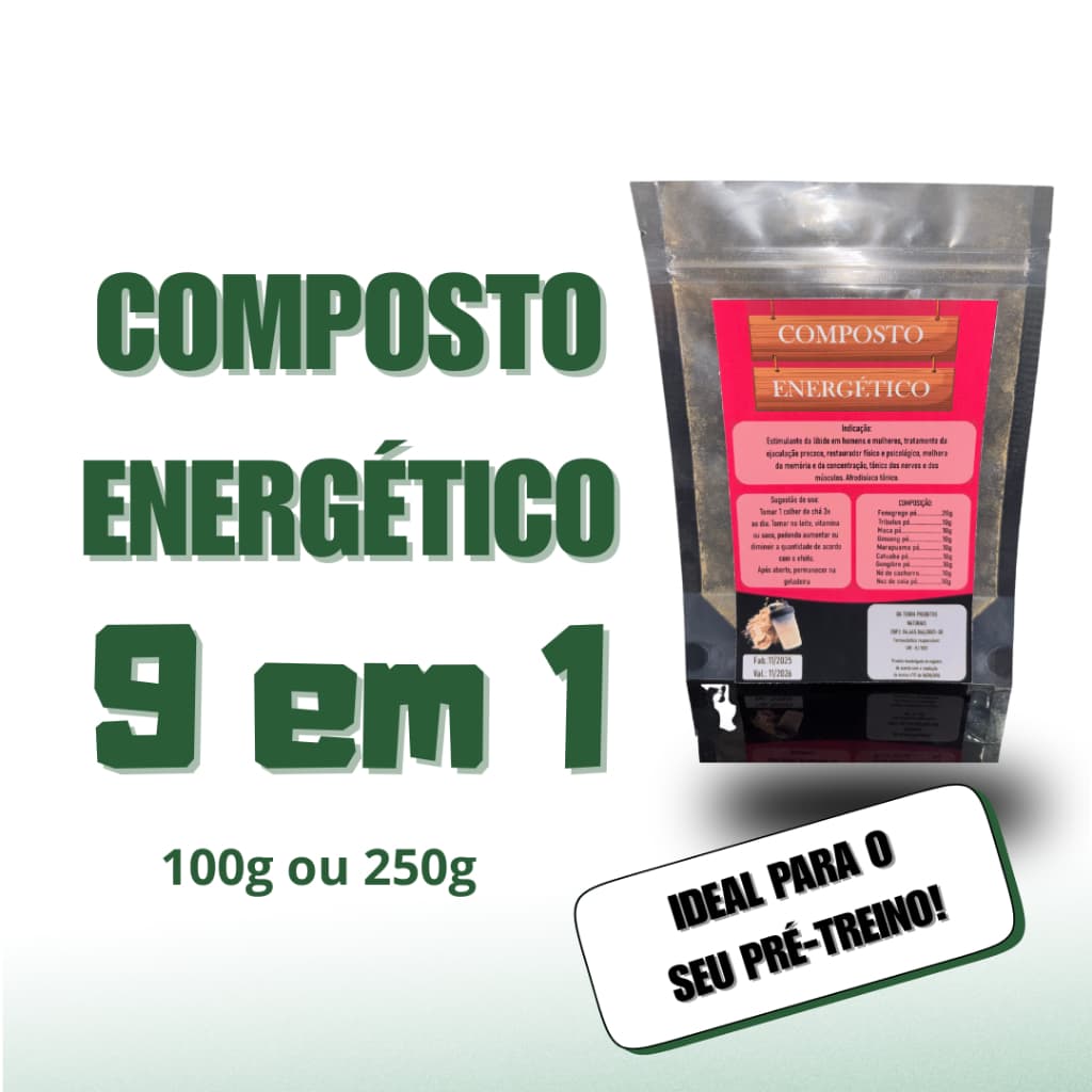 Composto energético em pó 100% natural