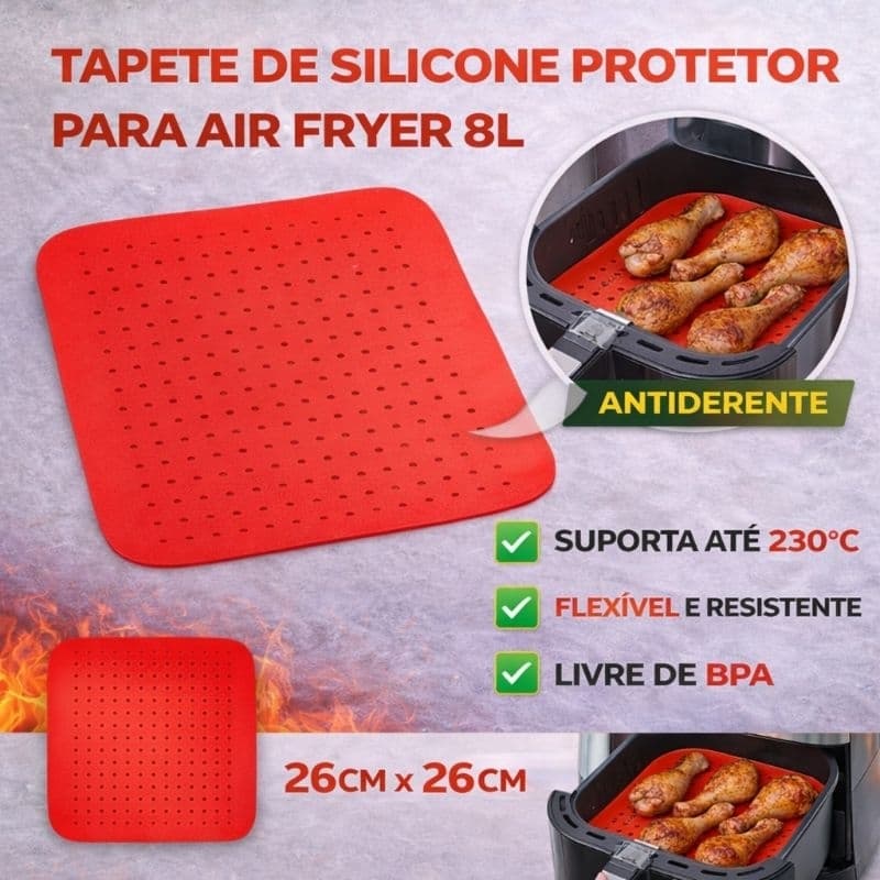 Tapete de silicone protetor  para cesto grande 26cm Fritadeira Sem Óleo Air Fryer 8L AFN-80-BI