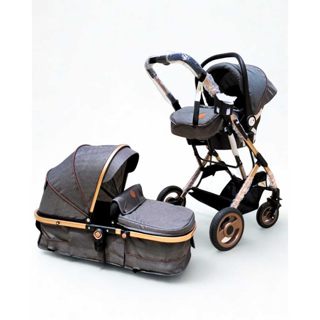 Carrinho de bebê Luxo europeu Moisés com bebê Conforto 3 em 1, Amortecedores, Rodas Grandes + Brinde