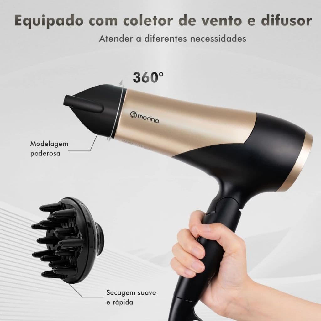 Secador De Cabelos Profissional Secador De Cabelo Potent Cor Preto