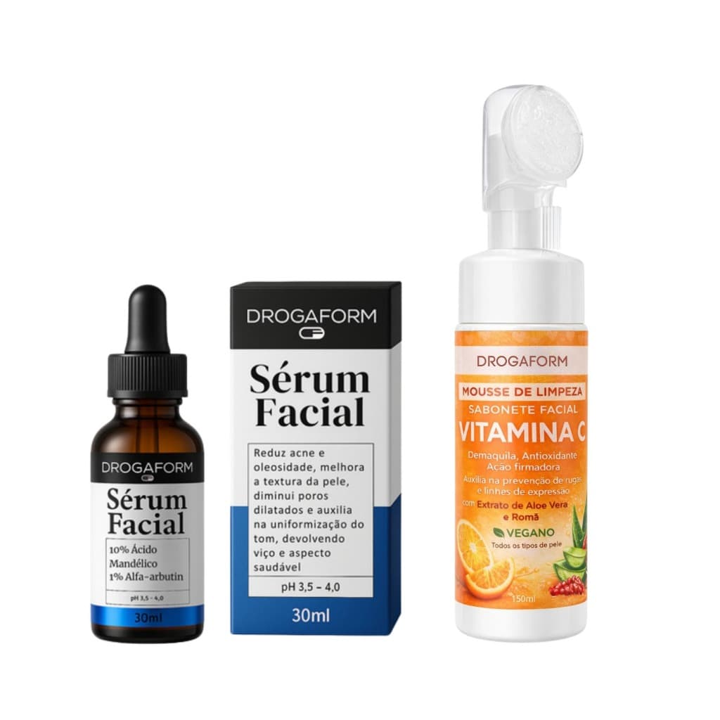 Kit Facial Sérum Ácido Mandélico + Mousse de limpeza Vitamina C