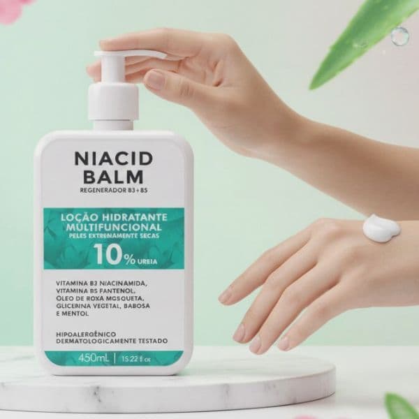 Loção Hidratante Corporal Niacid Balm 450ML Niacinamida Hidratação Profunda Pele Extremamente Seca