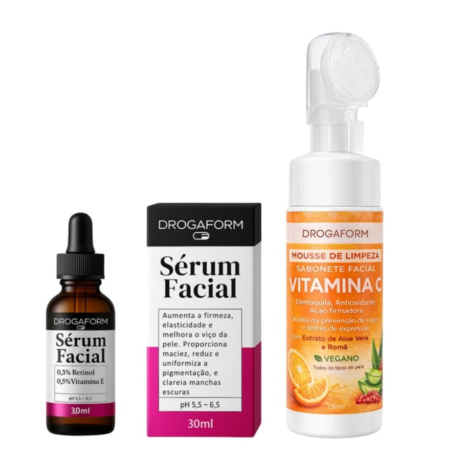 Kit Facial Sérum Retinol + Mousse de Limpeza Vitamina C