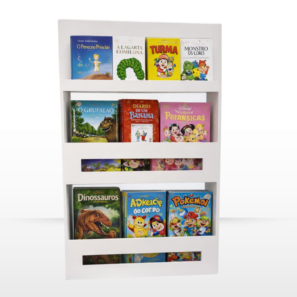Nicho Porta Book Decorativo de Parede Prateleira Porta Livros e Revista Suporte Montado MDF Branco