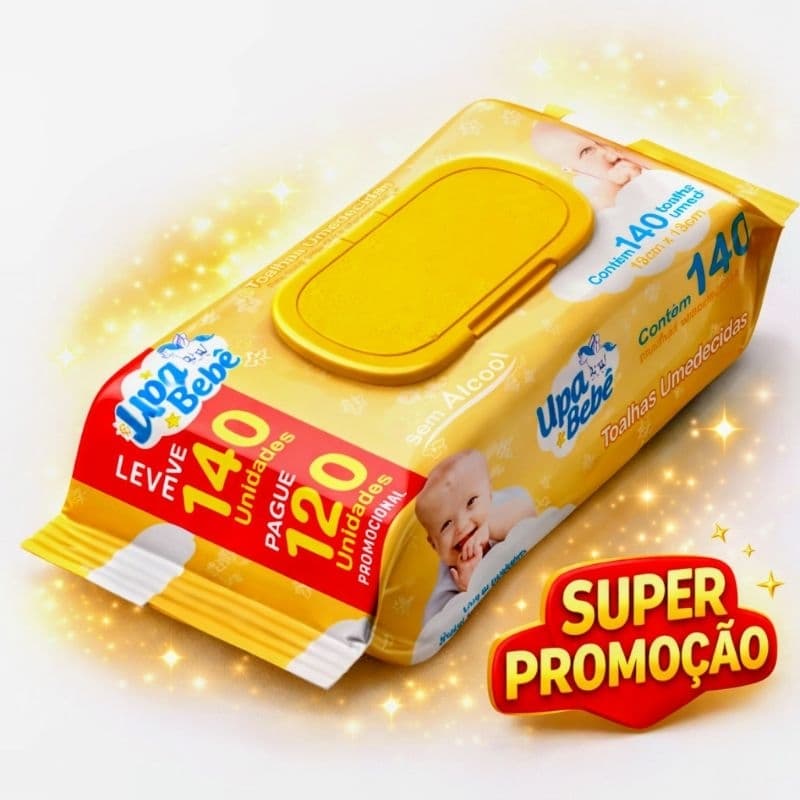 kit de 12 pacotes de lenços Umedecidos UPA bebê leve 1680 toalhas