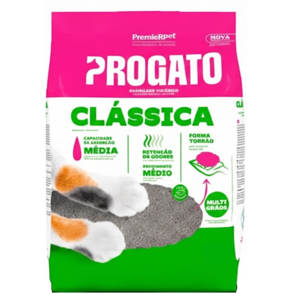 Areia Sanitária Progato Clássica Multigrãos 4kg