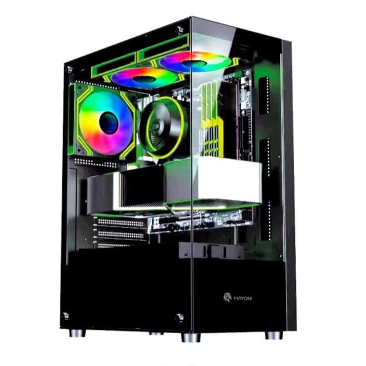 Gabinete Gamer Hayom GB1792, Mid Tower, ATX, Lateral e frontal em Vidro Temperado, com Cooler Fan, Preto - GB1792