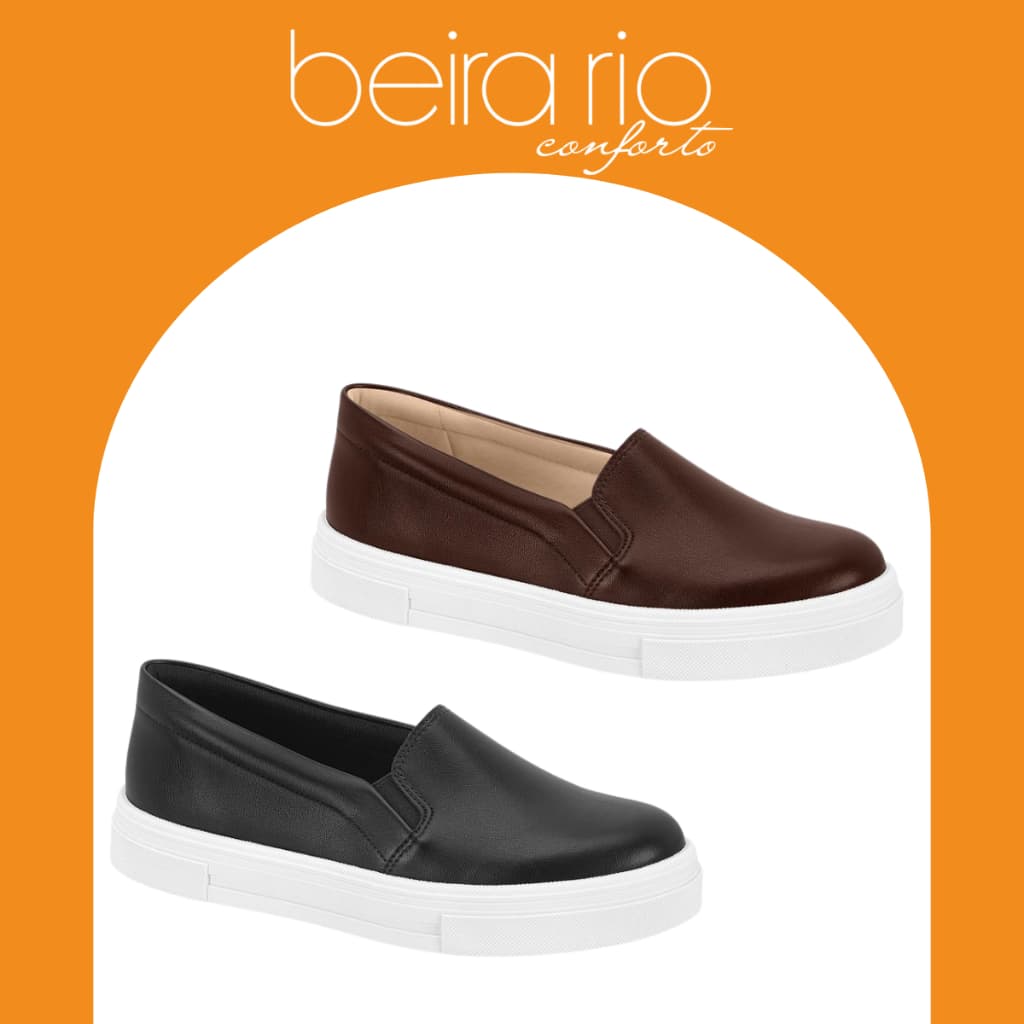 Sapato Beira Rio Feminino Casual Slip On Confortável Leve Confortável Macio Leve Dia a Dia Trabalho