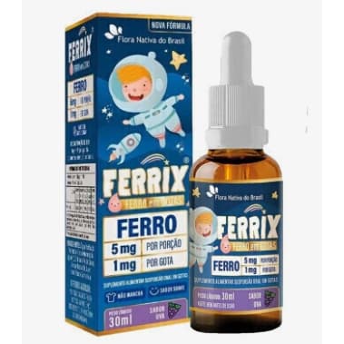 Ferrix Ferro em Gotas 30ml Sabor Uva - Flora Nativa do Brasil