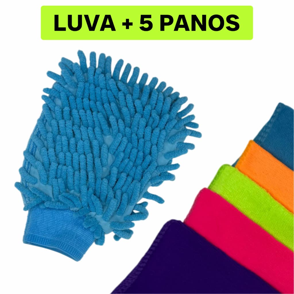 Kit de Lavagem Automotiva para Carro e Moto Luvas Microfibra Durável Alta Qualidade Premium