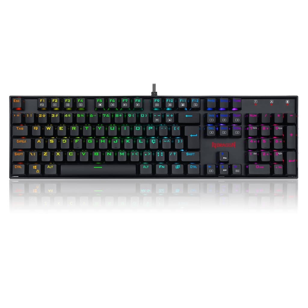 Teclado Mecânico Gamer Redragon Mitra Preto RGB Switch Azul K551RGB-1 Marca: Redragon