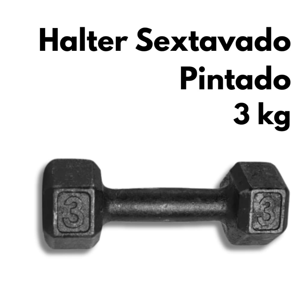 Halter Sextavado Pintado 3kg Musculação Treino Funcional Academia Casa Fitness Exercícios Força