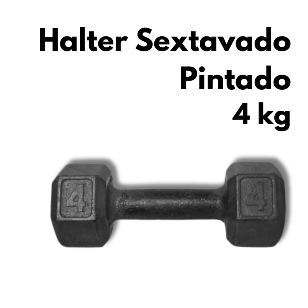 Halter Sextavado Pintado 4kg Musculação Treino Funcional Academia Casa Fitness Exercícios Força