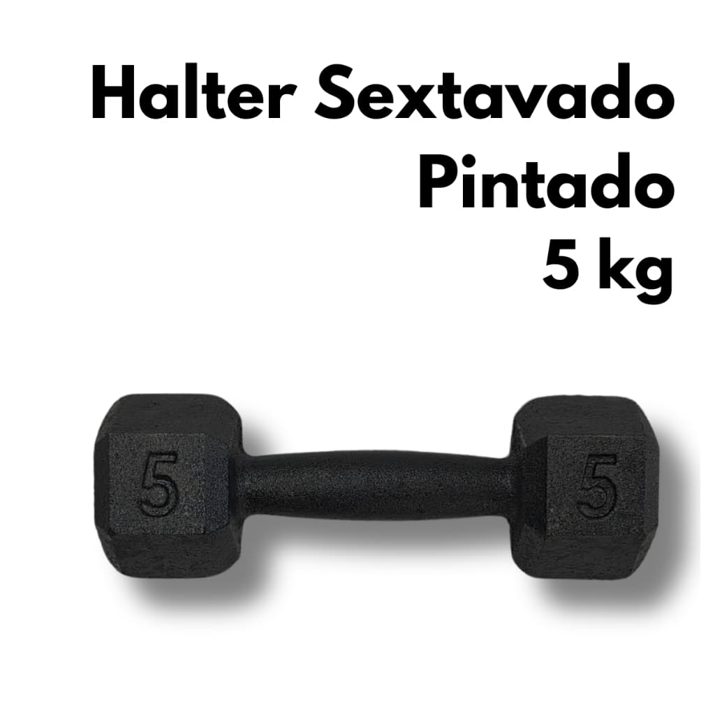 Halter Sextavado Pintado 5kg Musculação Treino Funcional Academia Casa Fitness Exercícios Força