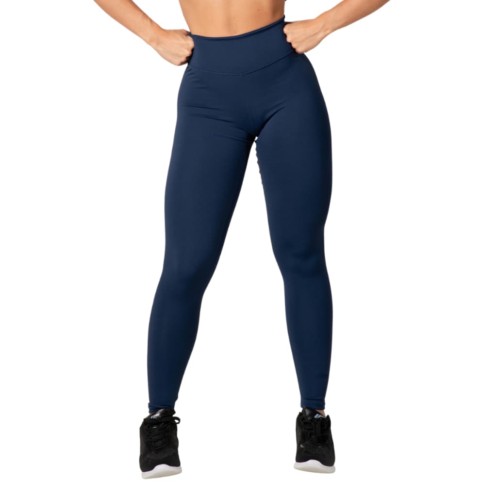 Calça Legging Feminina Fitness Marinho Grossa Dia A Dia Fitness Suplex