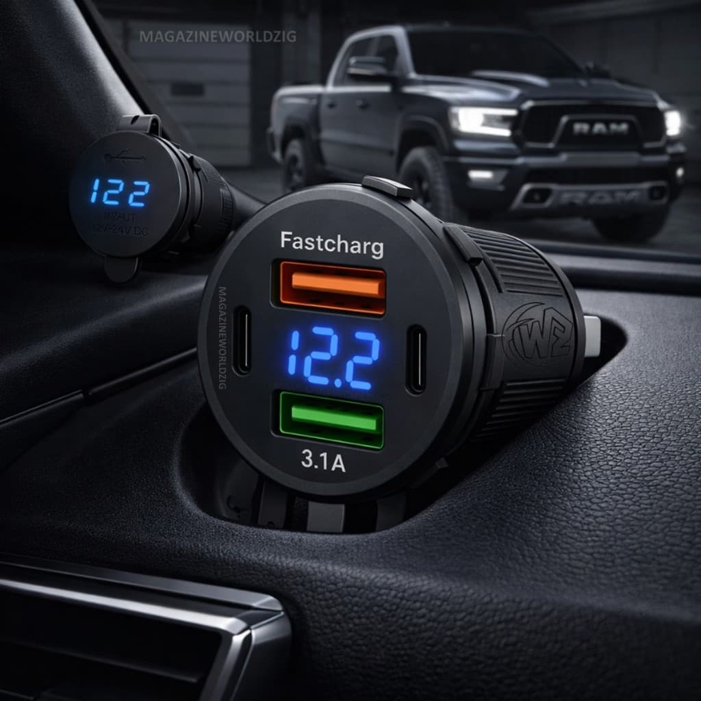 Tomada Carregador Veicular 04 Entradas USB + TIPO-C 12V