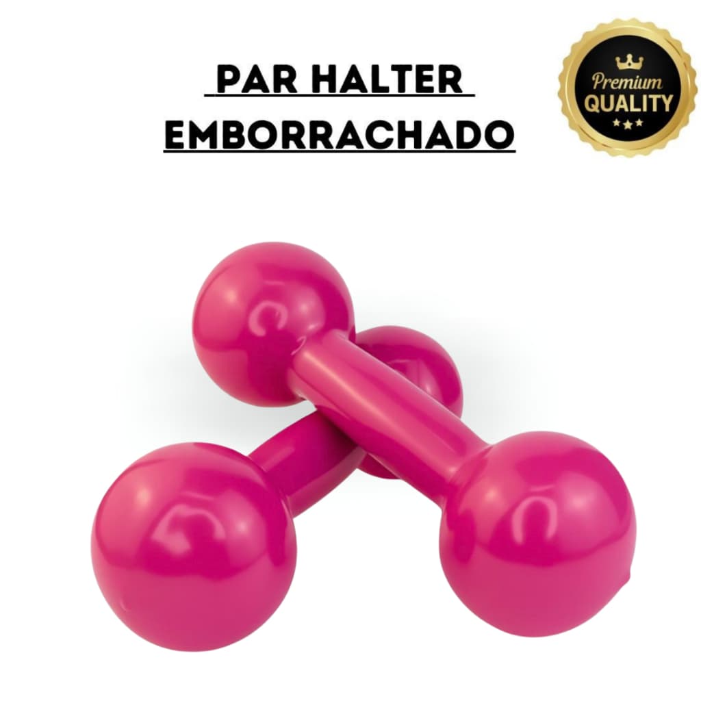 Par Halteres Rosa Emborrachado 1kg a 5kg /Treino Academia Musculação Exercícios em - Casa e Academia