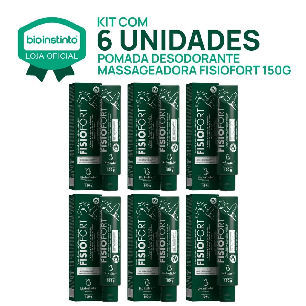 06 UN FISIOFORT 150g pomada massageadora desodorante Bio instinto academia dores musculares treino