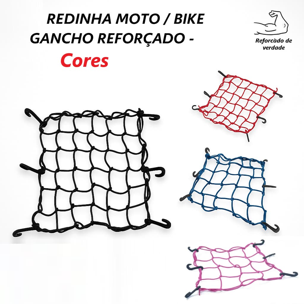 Rede Elástica Moto Bike Redinha Porta Cargas Aranha Capacete Estica Reforçada e Resistente
