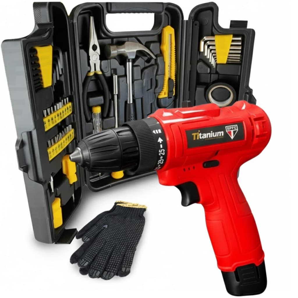 Kit Parafusadeira Furadeira a Bateria Recarregavel Com 200 Peças Ferramentas Profissional Completo