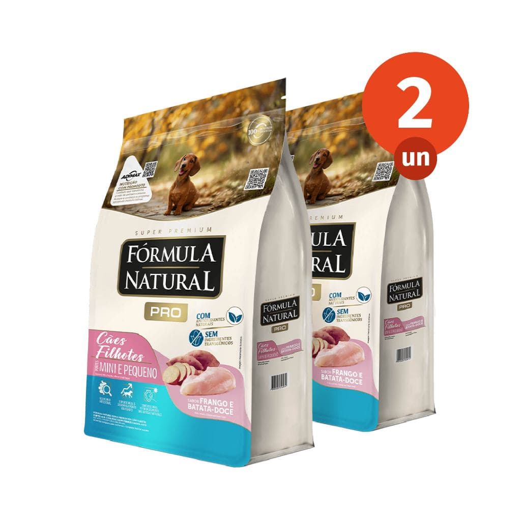 Kit 2 Ração Fórmula Natural Pro Cães Filhotes Porte Mini e Pequeno 2,5kg Adimax Total de 5kg