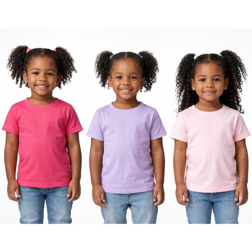 Kit 3 Camiseta Infantil Lisa Básica Menina Bebê Manga Curta 100% Algodão