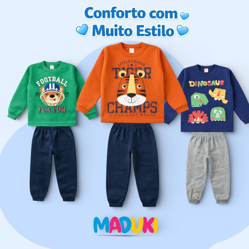 Conjunto Moletom Infantil Menino Inverno 1 a 14