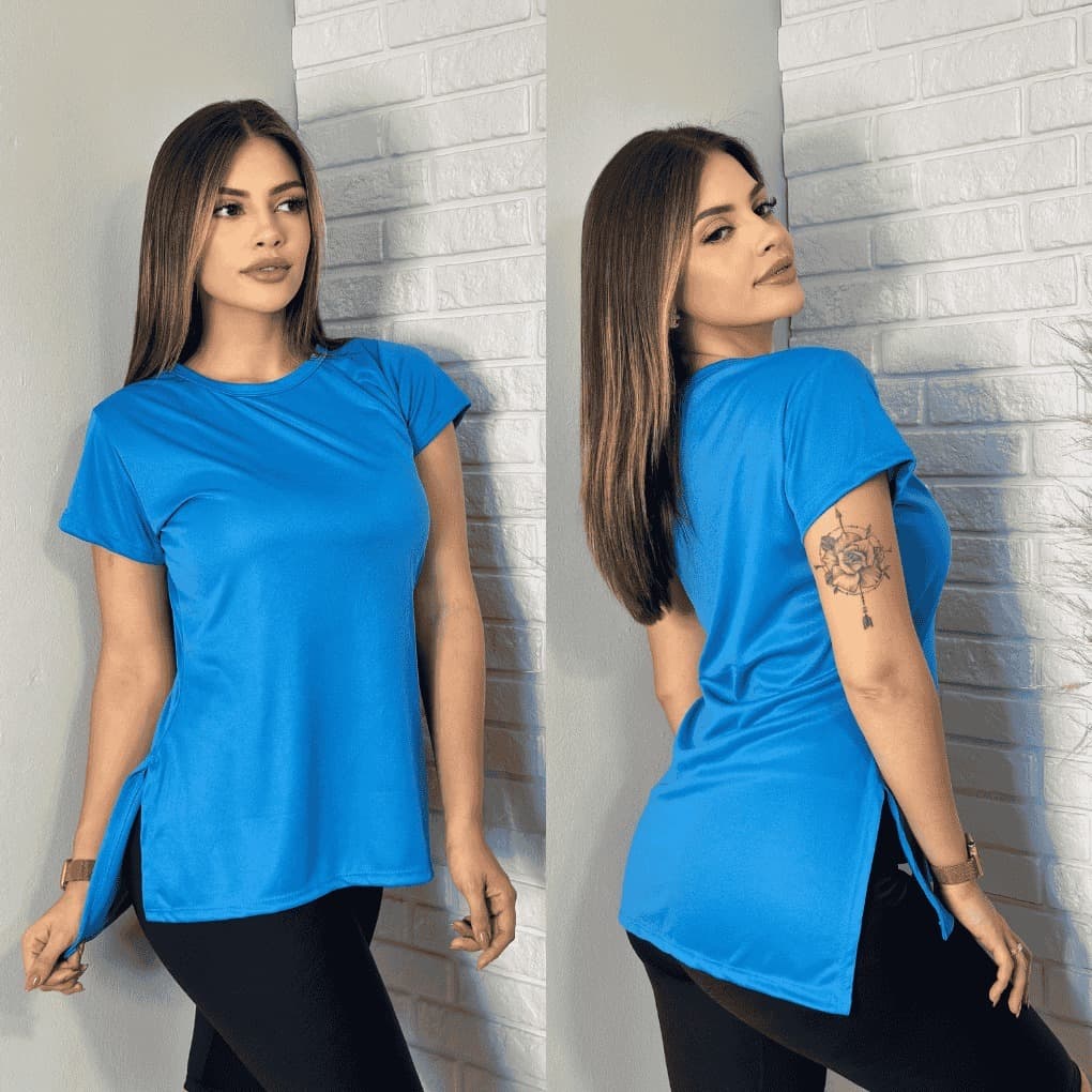Kit 5 Blusas Academia Dry Fit Camisa Caminhada Musculação Treino camiseta tapa bum bum Feminina