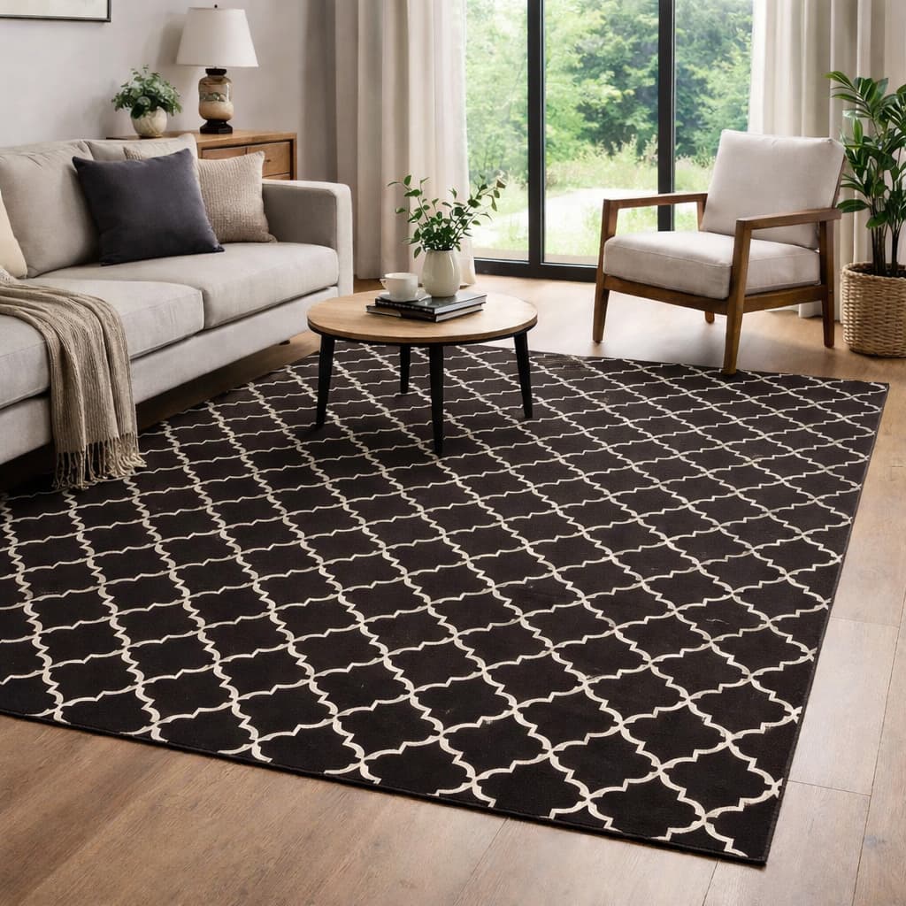 Tapete Sala Jacquard Geométrico Antiderrapante Quarto Escritório Varios Tamanhos Pequeno e Grande