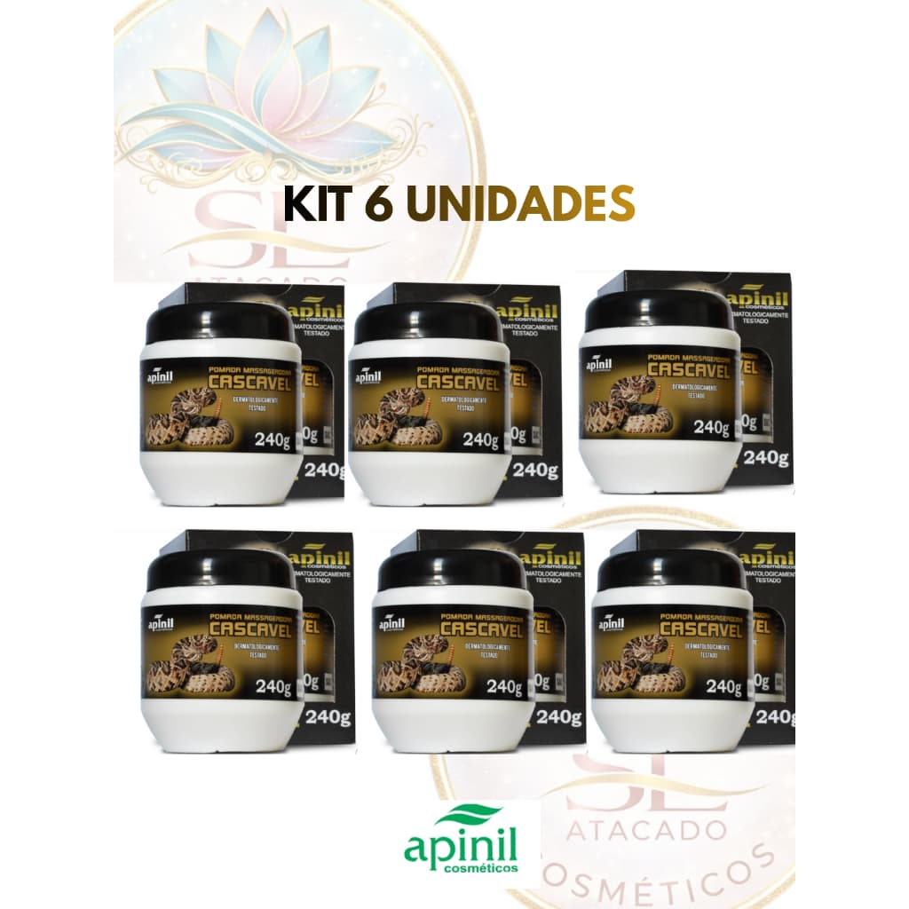 Kit 6 Unidades Pomada Massageadora CASCAVEL 240g APINIL