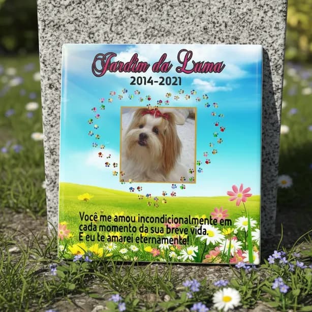 Azulejo Lápide Pet Homenagem para seu PET cachorro gato