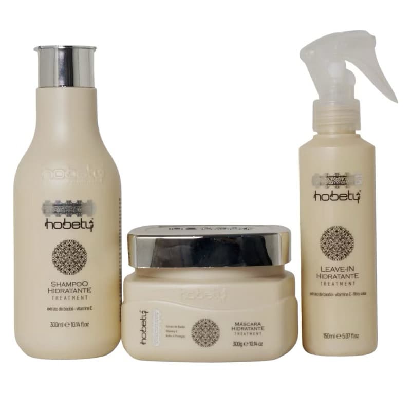 Kit Hidratante Hobety Shampoo 300ml Máscara 300g Leave-in 150ml Original