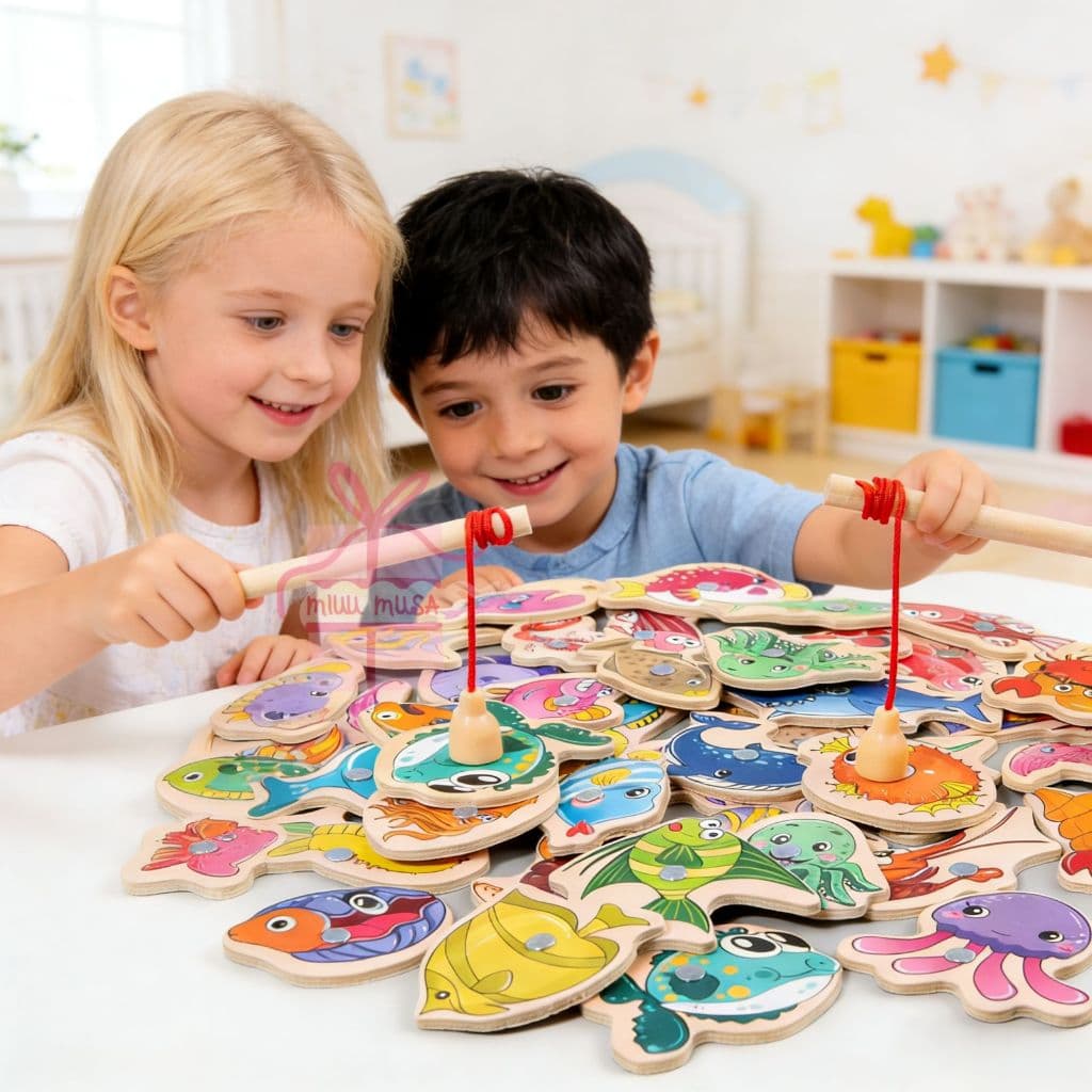 54,33,16 Peças Brinquedos Pescaria Magnéticos infantil De Madeira/Jogos Educacionais Para Crianças Montessori