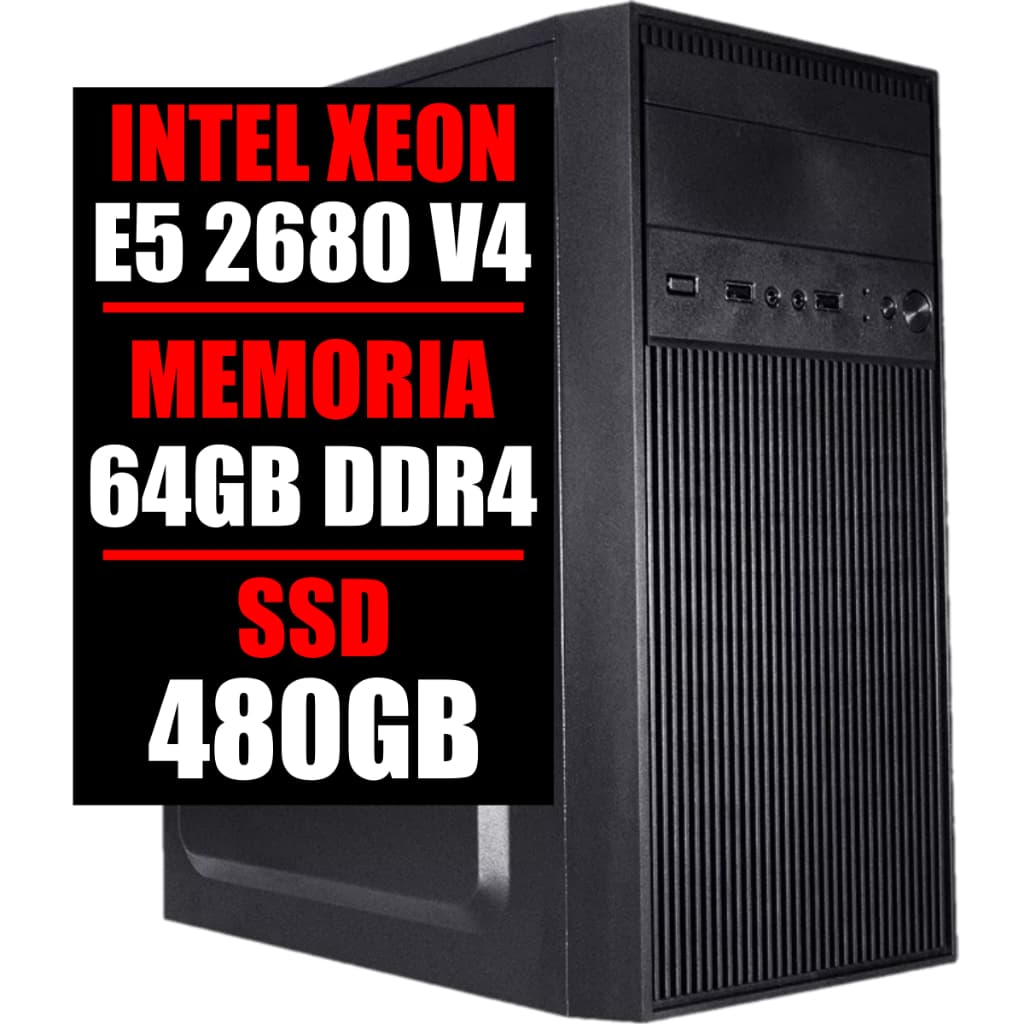 Pc Servidor Intel Xeon E5 2680 28 Nucleos, 64GB DDR4, Ssd 480Gb, GeForce, Windows 11