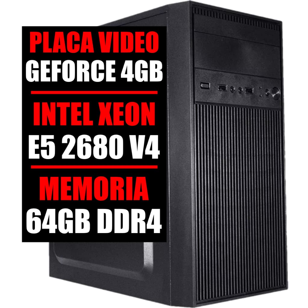 Pc Servidor Intel Xeon E5 2680 28 Nucleos, 64GB DDR4, Ssd 480Gb, GeForce 4GB, Windows 11